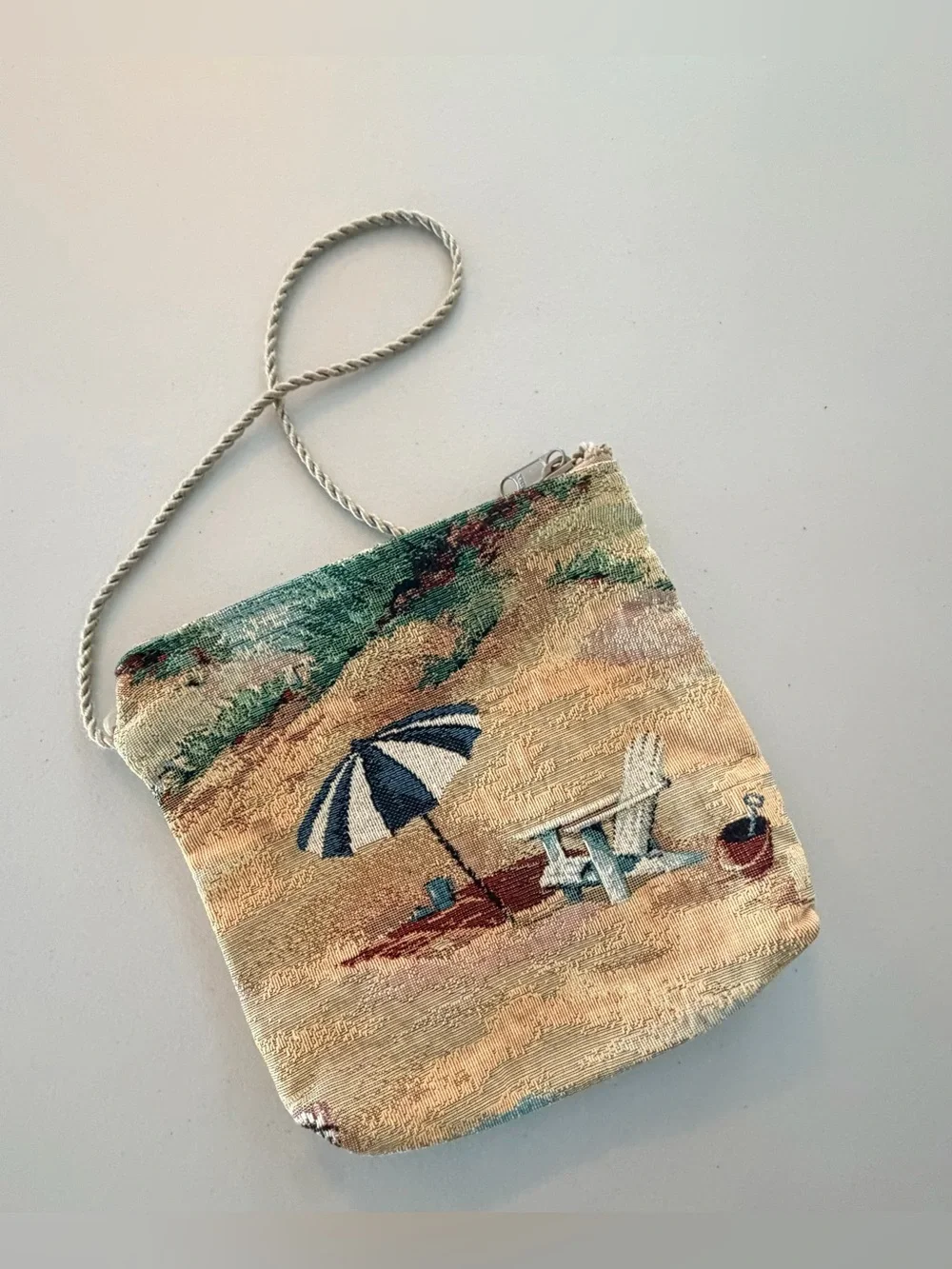 VINTAGE | ladies tapestry beach scene shoulder bag - Picture 2 of 12